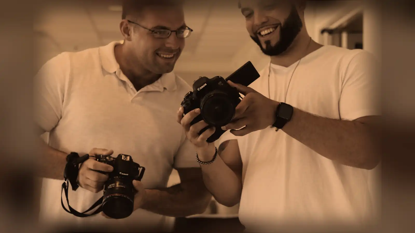 Austen working beside two cameras on a Blue Roll production.